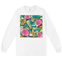 White hair clasp and sea shells with leopard beach seamless pattern bbs Long Sleeve Tee - BundleAndBundleShop