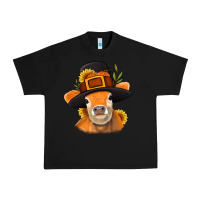 Black Thanksgiving Cow Urban Heavy Tee - NancyCooperArtShop