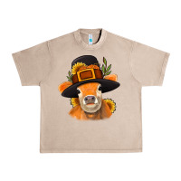 French Oak Thanksgiving Cow Urban Heavy Tee - NancyCooperArtShop