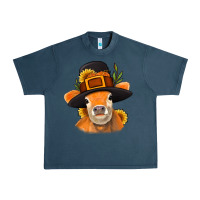 Midnight Navy Thanksgiving Cow Urban Heavy Tee - NancyCooperArtShop