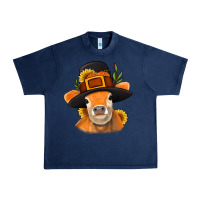 Navy Thanksgiving Cow Urban Heavy Tee - NancyCooperArtShop
