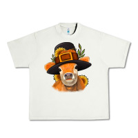 Pistachio Thanksgiving Cow Urban Heavy Tee - NancyCooperArtShop