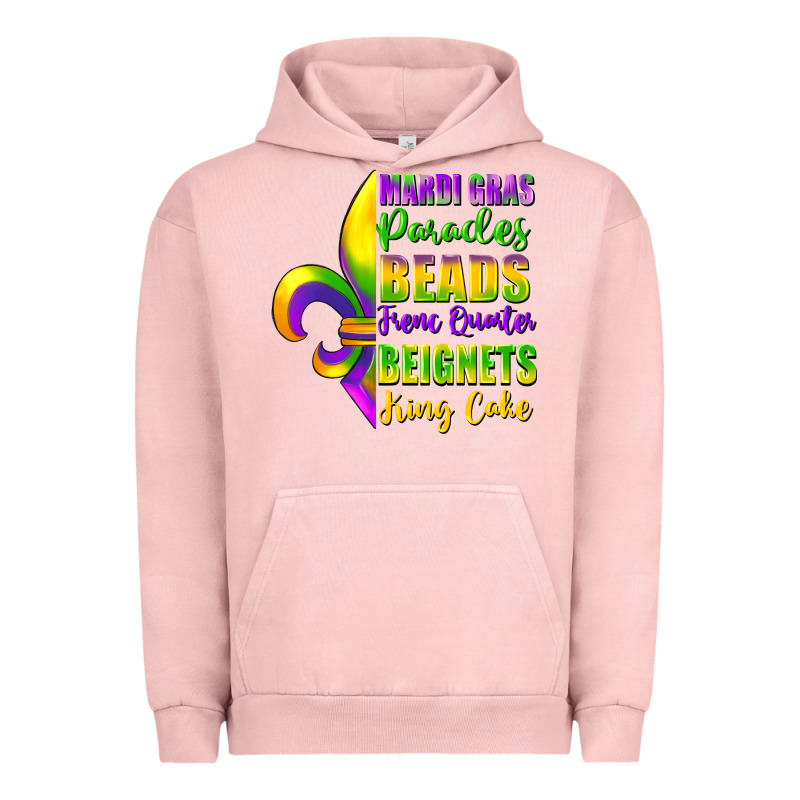 Mardi Gras Parades Beads French Quarter Beignets Urban Hoodie by FaDigitalArtStudio | Teevron
