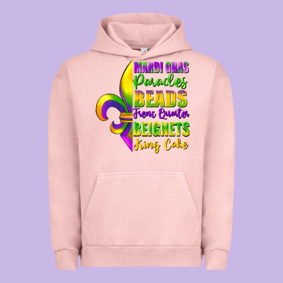 Mardi Gras Parades Beads French Quarter Beignets Urban Hoodie Designed By Fadigitalartstudio