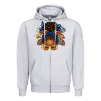 Heather Grey blue and gold american football afro messy bun Zipper Hoodie - texasbilliewilder