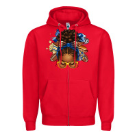 Red blue and gold american football afro messy bun Zipper Hoodie - texasbilliewilder
