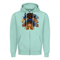 Seafoam blue and gold american football afro messy bun Zipper Hoodie - texasbilliewilder