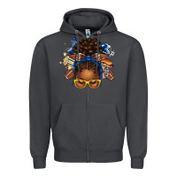 Smoke blue and gold american football afro messy bun Zipper Hoodie - texasbilliewilder