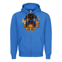 True Royal blue and gold american football afro messy bun Zipper Hoodie - texasbilliewilder