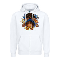White blue and gold american football afro messy bun Zipper Hoodie - texasbilliewilder