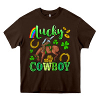 Chocolate Brown lucky cowboy Heavy Core Tee - Artiststas