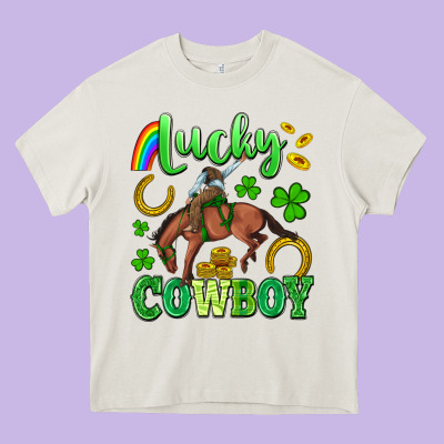 Lucky Cowboy Heavy Core Tee Designed By Artiststas