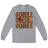 Heather Grey western gobble with turkey bbs Long Sleeve Tee - BundleAndBundleShop