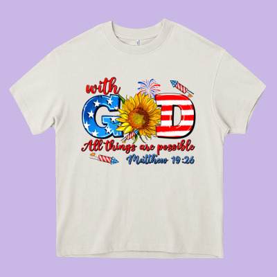With God All Things Are Possible Usa Heavy Core Tee Designed By Adodesignshop