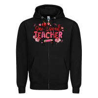 Black one loved teacher afro messy bun Zipper Hoodie - texasbilliewilder