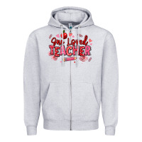 Heather Grey one loved teacher afro messy bun Zipper Hoodie - texasbilliewilder