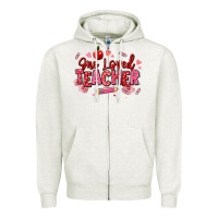Oatmeal Heather one loved teacher afro messy bun Zipper Hoodie - texasbilliewilder