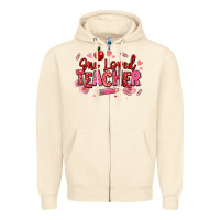 One Loved Teacher Afro Messy Bun Zipper Hoodie | Teevron