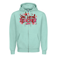 Seafoam one loved teacher afro messy bun Zipper Hoodie - texasbilliewilder