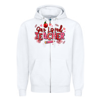 White one loved teacher afro messy bun Zipper Hoodie - texasbilliewilder