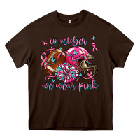 Chocolate Brown in october we wear pink football Heavy Core Tee - AdoDesignShop