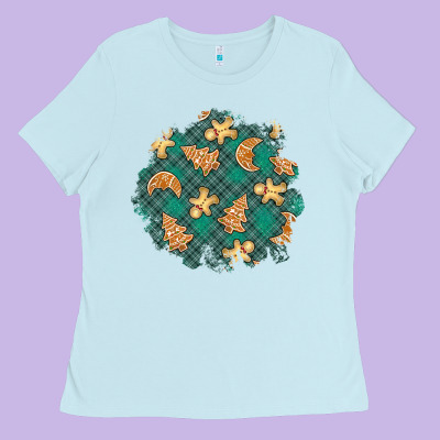 Christmas Gingerbread Cookies Patch Ladies Tee Designed By Bundleandbundleshop