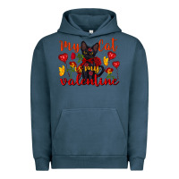 Pigment Midnight Navy my cat is my valentine valentine's day Urban Hoodie - FaDigitalArtStudio