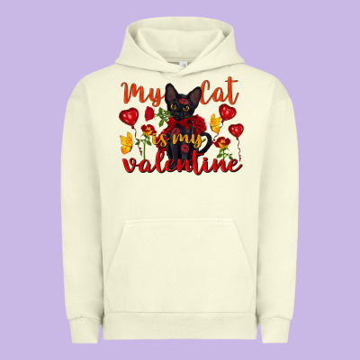 My Cat Is My Valentine Valentine's Day Urban Hoodie Designed By Fadigitalartstudio