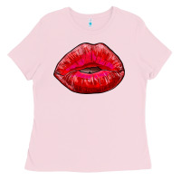 Bubblegum Pink kiss Ladies Tee - RanaPortraitStore