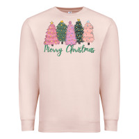 Pale Pink merry christmas trees Premium Sweatshirt - CowGirlArtShop