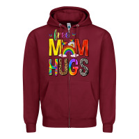 Burgundy Free Mom Hugs with Butterflies Zipper Hoodie - texasbilliewilder
