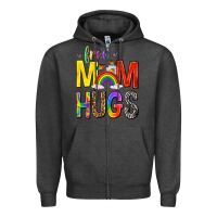 Charcoal Heather Free Mom Hugs with Butterflies Zipper Hoodie - texasbilliewilder