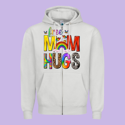 Free Mom Hugs With Butterflies Zipper Hoodie Designed By Texasbilliewilder