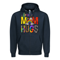 Navy Free Mom Hugs with Butterflies Zipper Hoodie - texasbilliewilder