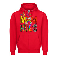 Red Free Mom Hugs with Butterflies Zipper Hoodie - texasbilliewilder