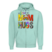 Seafoam Free Mom Hugs with Butterflies Zipper Hoodie - texasbilliewilder