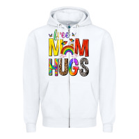 White Free Mom Hugs with Butterflies Zipper Hoodie - texasbilliewilder