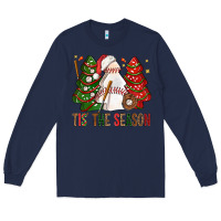 Navy tis' the season baseball christmas cakes bbs Long Sleeve Tee - BundleAndBundleShop