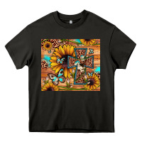 Asphalt cross sunflower butterfly Heavy Core Tee - JahusDesignShop