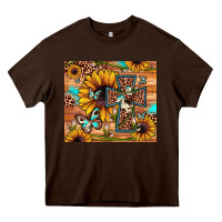 Chocolate Brown cross sunflower butterfly Heavy Core Tee - JahusDesignShop