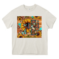 Cream cross sunflower butterfly Heavy Core Tee - JahusDesignShop