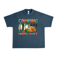 Midnight Navy camping is my happy place Urban Heavy Tee - MaliasSmallBusiness