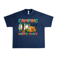 Navy camping is my happy place Urban Heavy Tee - MaliasSmallBusiness