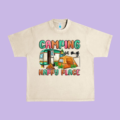 Camping Is My Happy Place Urban Heavy Tee Designed By Maliassmallbusiness