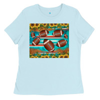 Baby Blue football turquoise sunflower Ladies Tee - JahusDesignShop