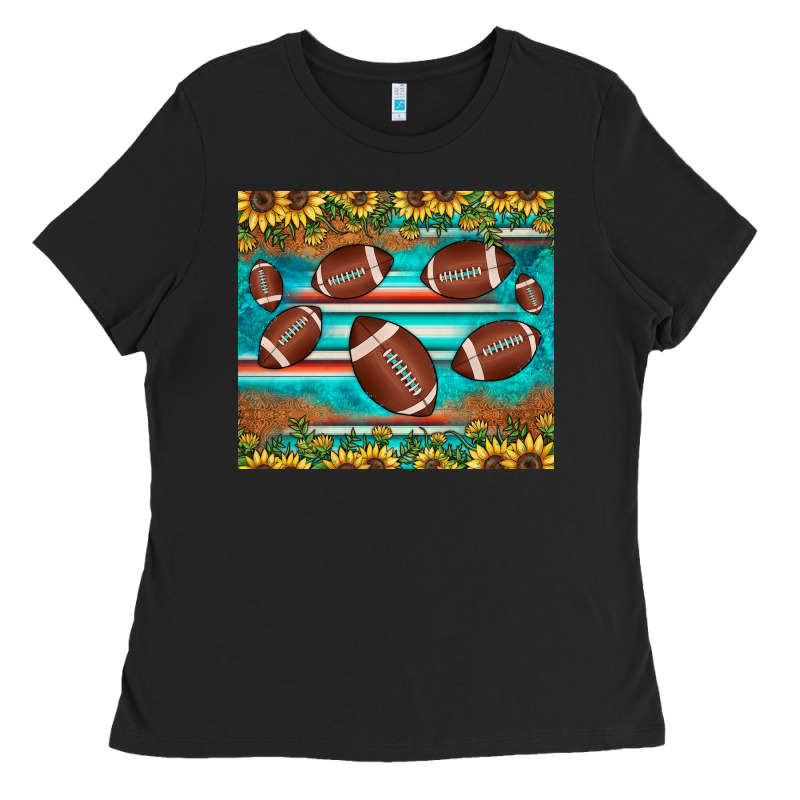 Football Turquoise Sunflower Ladies Tee by JahusDesignShop | Teevron