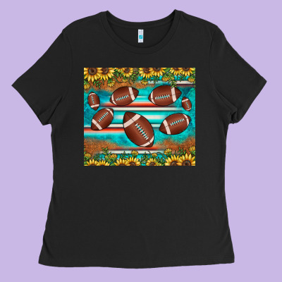 Football Turquoise Sunflower Ladies Tee Designed By Jahusdesignshop