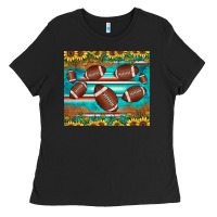 Black football turquoise sunflower Ladies Tee - JahusDesignShop