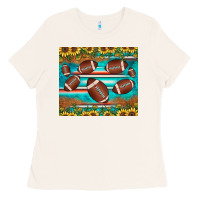 Bone football turquoise sunflower Ladies Tee - JahusDesignShop