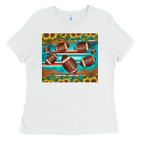 White football turquoise sunflower Ladies Tee - JahusDesignShop